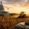 American farmland with rising government subsidy concept representing U.S. agricultural financial support and economic pressure.